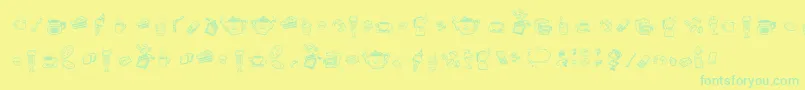 フォントDoodleCoffeeScents – 黄色い背景に緑の文字