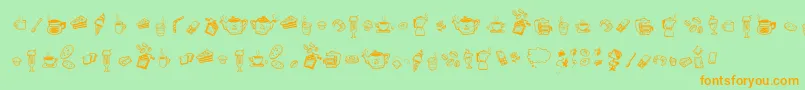 DoodleCoffeeScents Font – Orange Fonts on Green Background