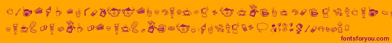 Шрифт DoodleCoffeeScents – фиолетовые шрифты на оранжевом фоне