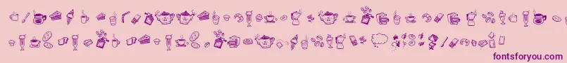 DoodleCoffeeScents-Schriftart – Violette Schriften auf rosa Hintergrund