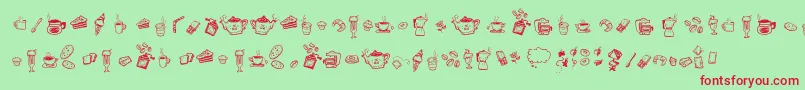 DoodleCoffeeScents Font – Red Fonts on Green Background