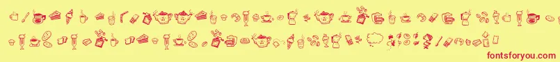 Fonte DoodleCoffeeScents – fontes vermelhas em um fundo amarelo