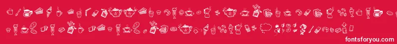 fuente DoodleCoffeeScents – Fuentes Blancas Sobre Fondo Rojo