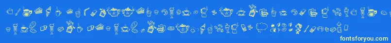 DoodleCoffeeScents Font – Yellow Fonts on Blue Background