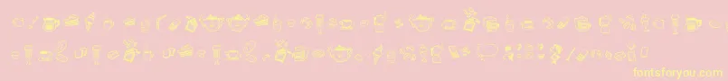 DoodleCoffeeScents-Schriftart – Gelbe Schriften auf rosa Hintergrund