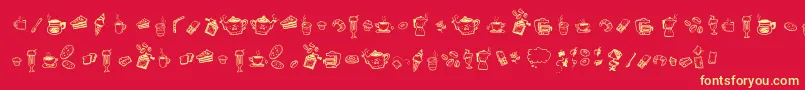 DoodleCoffeeScents Font – Yellow Fonts on Red Background