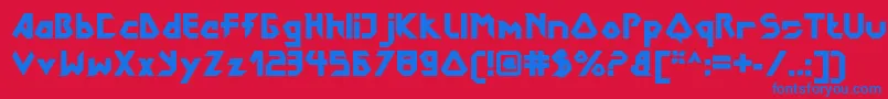 DokterbryceBlack-Schriftart – Blaue Schriften auf rotem Hintergrund