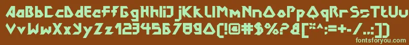 フォントDokterbryceBlack – 緑色の文字が茶色の背景にあります。