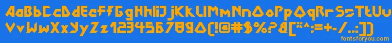 DokterbryceBlack-Schriftart – Orangefarbene Schriften auf blauem Hintergrund