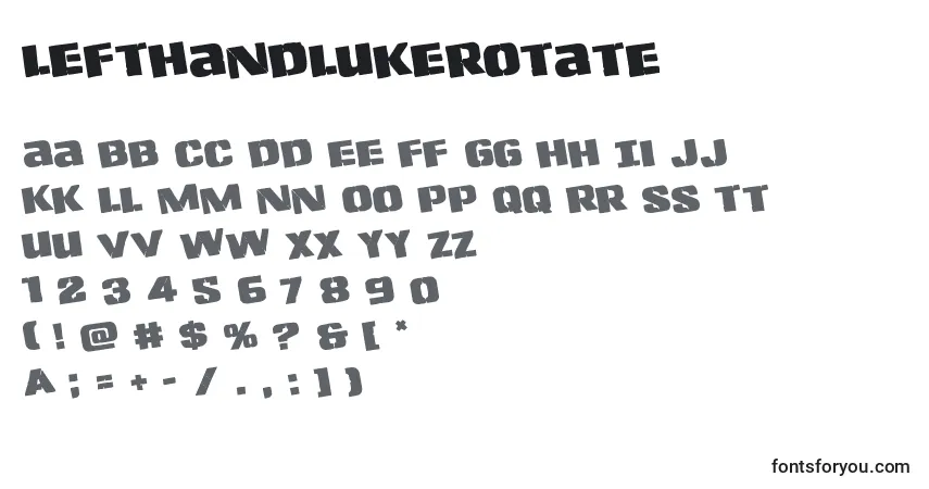 Lefthandlukerotate-fontti – aakkoset, numerot, erikoismerkit