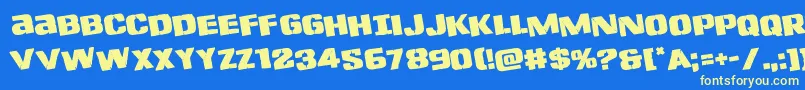 Lefthandlukerotate Font – Yellow Fonts on Blue Background