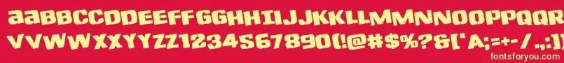 Lefthandlukerotate Font – Yellow Fonts on Red Background