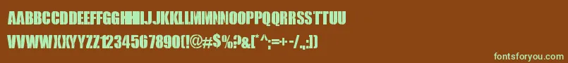 フォントRoyalRumble – 緑色の文字が茶色の背景にあります。