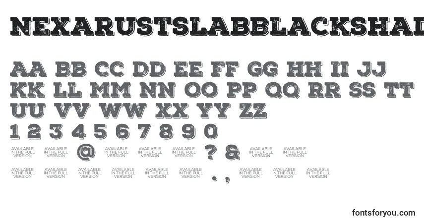 Шрифт NexarustslabBlackshadow01 – алфавит, цифры, специальные символы
