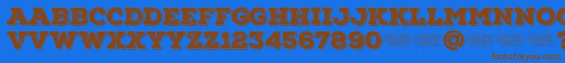 フォントNexarustslabBlackshadow01 – 茶色の文字が青い背景にあります。