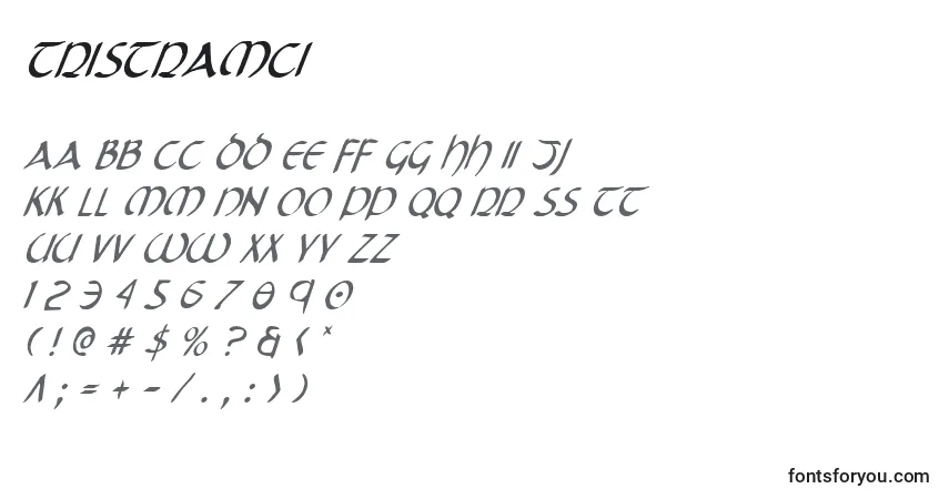 Schriftart Tristramci – Alphabet, Zahlen, spezielle Symbole