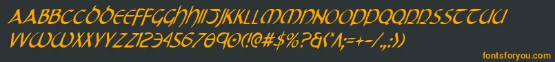 フォントTristramci – 黒い背景にオレンジの文字