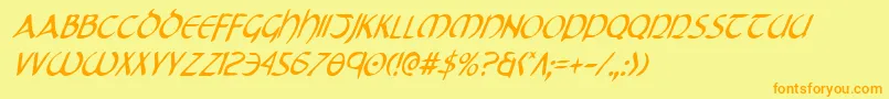 Tristramci-Schriftart – Orangefarbene Schriften auf gelbem Hintergrund