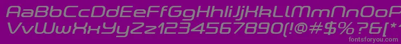 フォントASpaceItalicDemo – 紫の背景に灰色の文字