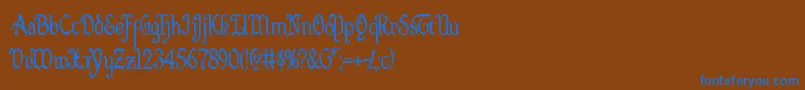 Quillswordcond Font – Blue Fonts on Brown Background