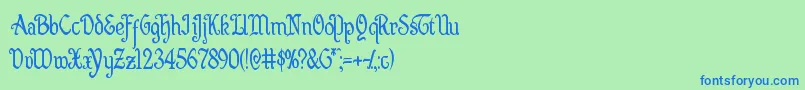 Quillswordcond Font – Blue Fonts on Green Background