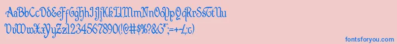 Quillswordcond-Schriftart – Blaue Schriften auf rosa Hintergrund