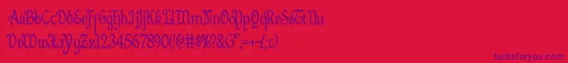 Fonte Quillswordcond – fontes roxas em um fundo vermelho