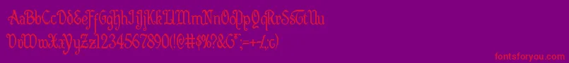 Quillswordcond-Schriftart – Rote Schriften auf violettem Hintergrund