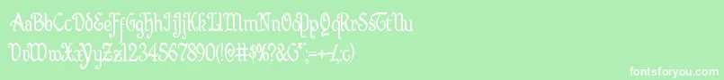 フォントQuillswordcond – 緑の背景に白い文字