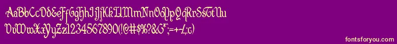 Fonte Quillswordcond – fontes amarelas em um fundo roxo