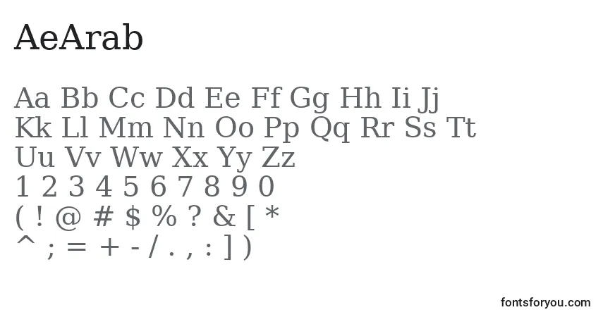 Schriftart AeArab – Alphabet, Zahlen, spezielle Symbole