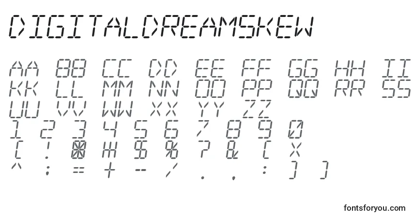 Шрифт Digitaldreamskew – алфавит, цифры, специальные символы