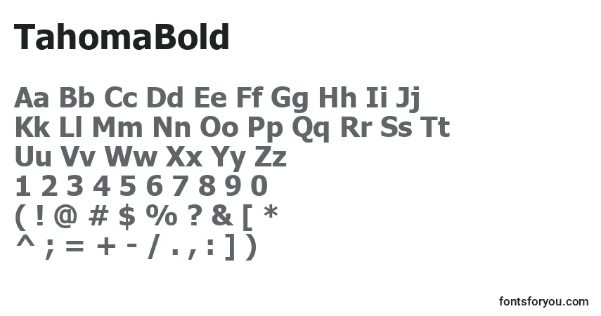 Czcionka TahomaBold – alfabet, cyfry, specjalne znaki