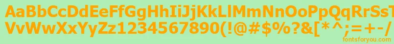 フォントTahomaBold – オレンジの文字が緑の背景にあります。