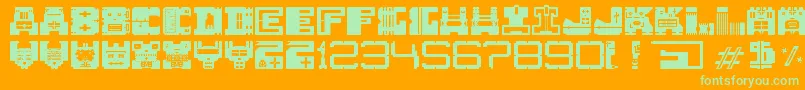 Aft1Heterodoxa0 Font – Green Fonts on Orange Background