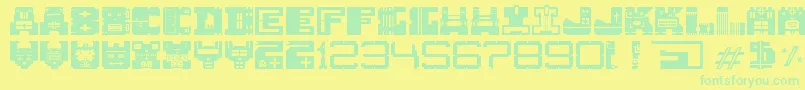 フォントAft1Heterodoxa0 – 黄色い背景に緑の文字