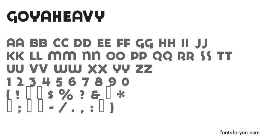 A fonte GoyaHeavy – alfabeto, números, caracteres especiais