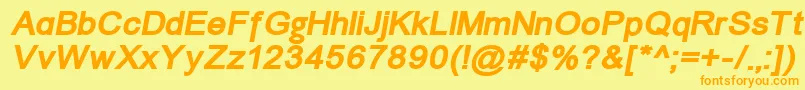 ErUniversKoi8BoldItalic Font – Orange Fonts on Yellow Background