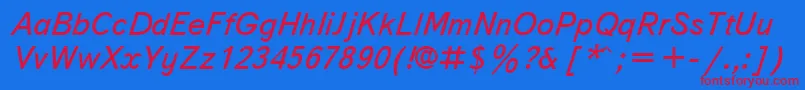 フォントTextbookItalicCyrillic – 赤い文字の青い背景