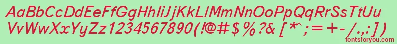 Police TextbookItalicCyrillic – polices rouges sur fond vert