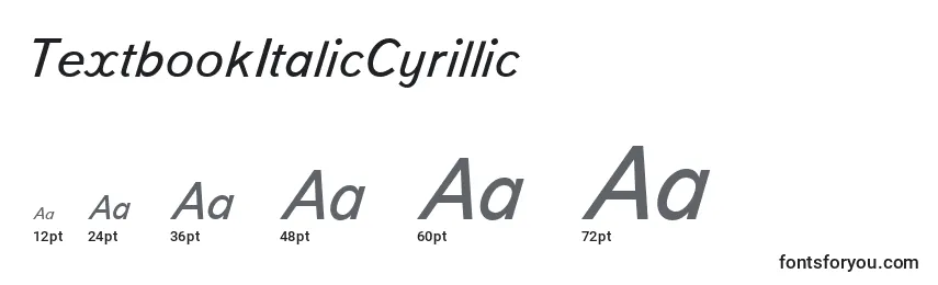 Größen der Schriftart TextbookItalicCyrillic