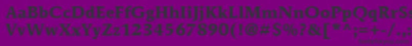 ItcMendozaRomanLtBold-Schriftart – Schwarze Schriften auf violettem Hintergrund