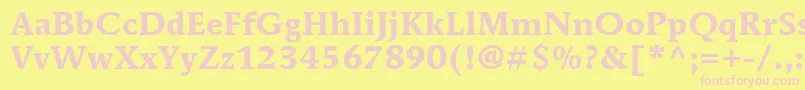 ItcMendozaRomanLtBold-fontti – vaaleanpunaiset fontit keltaisella taustalla
