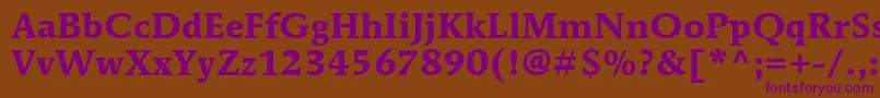 ItcMendozaRomanLtBold Font – Purple Fonts on Brown Background