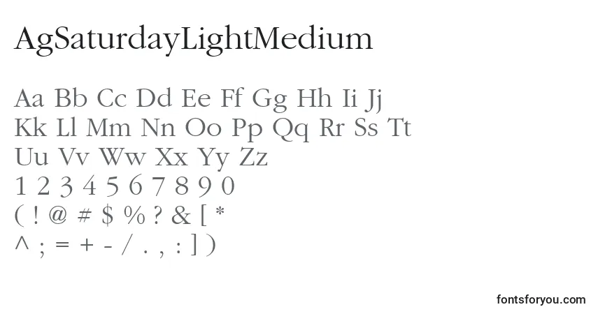 A fonte AgSaturdayLightMedium – alfabeto, números, caracteres especiais