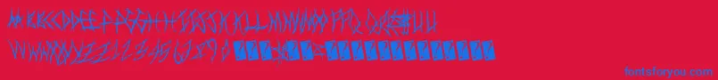 Fonte Metalshow – fontes azuis em um fundo vermelho