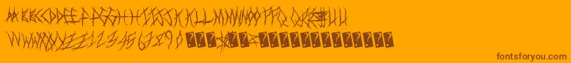 Metalshow-Schriftart – Braune Schriften auf orangefarbenem Hintergrund