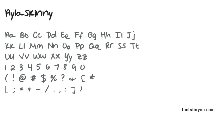 Schriftart Aylaskinny – Alphabet, Zahlen, spezielle Symbole