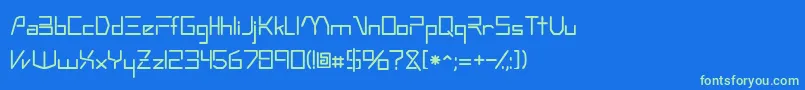 Technossk Font – Green Fonts on Blue Background