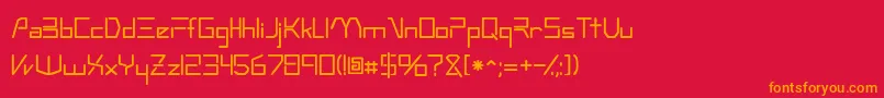 フォントTechnossk – 赤い背景にオレンジの文字